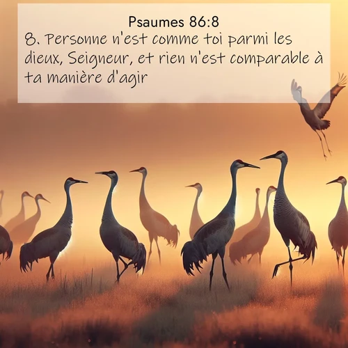 Segond21 Psaumes  ; image nature: image avec le verset biblique :Personne n&#039;est comme toi parmi les dieux, Seigneur, et rien n&#039;est comparable à ta manière d&#039;agir. ;  ; 86:8