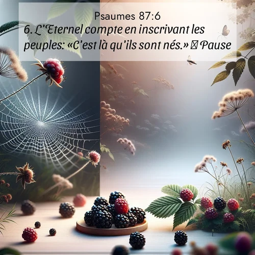 Segond21 Psaumes  ; image nature: image avec le verset biblique :L&#039;Eternel compte en inscrivant les peuples: «C&#039;est là qu&#039;ils sont nés.»      Pause. ;  ; 87:6