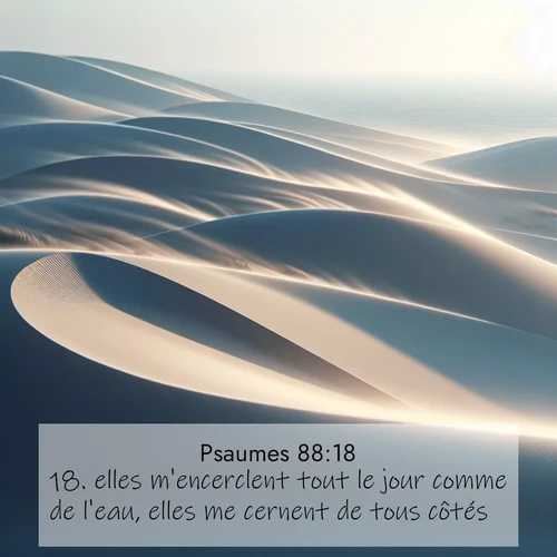Segond21 Psaumes  ; image nature: image avec le verset biblique :elles m&#039;encerclent tout le jour comme de l&#039;eau, elles me cernent de tous côtés. ;  ; 88:18