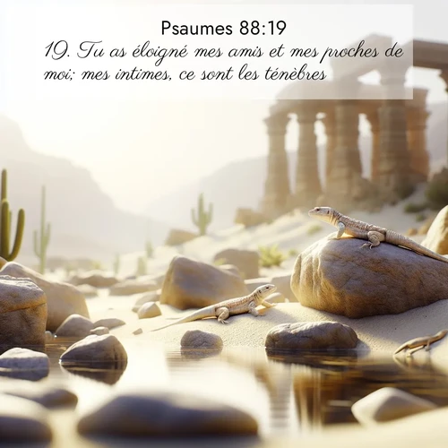 Segond21 Psaumes  ; image nature: image avec le verset biblique :Tu as éloigné mes amis et mes proches de moi; mes intimes, ce sont les ténèbres. ;  ; 88:19