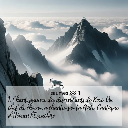 Segond21 Psaumes  ; image nature: image avec le verset biblique :Chant, psaume des descendants de Koré. Au chef de choeur, à chanter sur la flûte. Cantique d&#039;Héman l&#039;Ezrachite. ;  ; 88:1