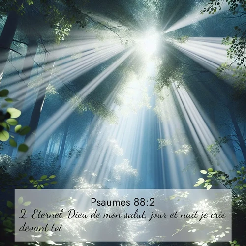 Segond21 Psaumes  ; image nature: image avec le verset biblique :Eternel, Dieu de mon salut, jour et nuit je crie devant toi. ;  ; 88:2