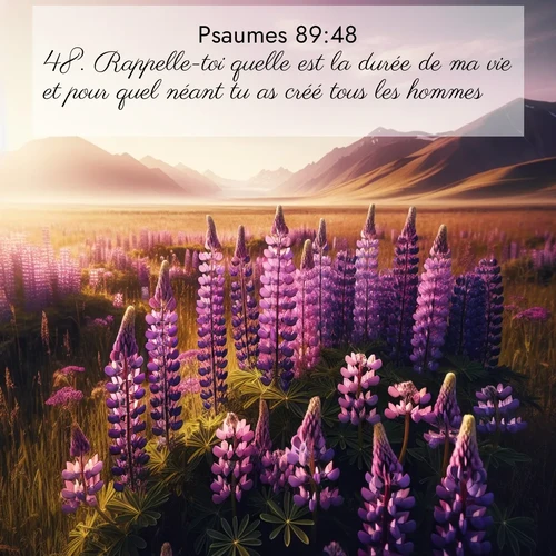 Segond21 Psaumes  ; image nature: image avec le verset biblique :Rappelle-toi quelle est la durée de ma vie et pour quel néant tu as créé tous les hommes. ;  ; 89:48