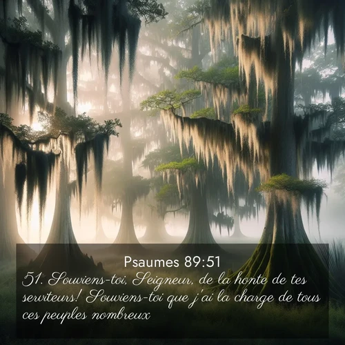 Segond21 Psaumes  ; image nature: image avec le verset biblique :Souviens-toi, Seigneur, de la honte de tes serviteurs! Souviens-toi que j&#039;ai la charge de tous ces peuples nombreux! ;  ; 89:51