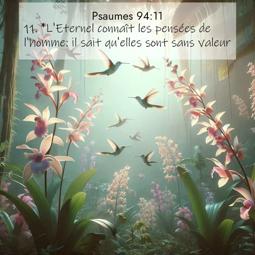 Segond21 Psaumes  ; image nature: image avec le verset biblique :*L&#039;Eternel connaît les pensées de l&#039;homme: il sait qu&#039;elles sont sans valeur. ;  ; 94:11