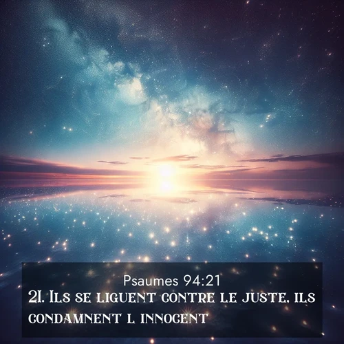 Segond21 Psaumes  ; image nature: image avec le verset biblique :Ils se liguent contre le juste, ils condamnent l&#039;innocent, ;  ; 94:21
