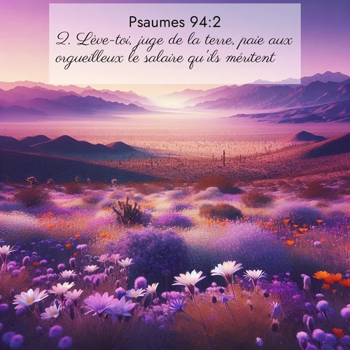 Segond21 Psaumes  ; image nature: image avec le verset biblique :Lève-toi, juge de la terre, paie aux orgueilleux le salaire qu&#039;ils méritent! ;  ; 94:2