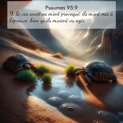 Segond21 Psaumes  ; image nature: image avec le verset biblique :là vos ancêtres m&#039;ont provoqué, ils m&#039;ont mis à l&#039;épreuve, bien qu&#039;ils m&#039;aient vu agir. ;  ; 95:9