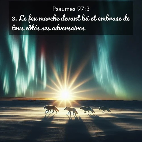 Segond21 Psaumes  ; image nature: image avec le verset biblique :Le feu marche devant lui et embrase de tous côtés ses adversaires; ;  ; 97:3