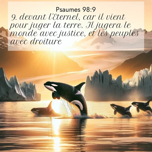 Segond21 Psaumes  ; image nature: image avec le verset biblique :devant l&#039;Eternel, car il vient pour juger la terre. Il jugera le monde avec justice, et les peuples avec droiture. ;  ; 98:9