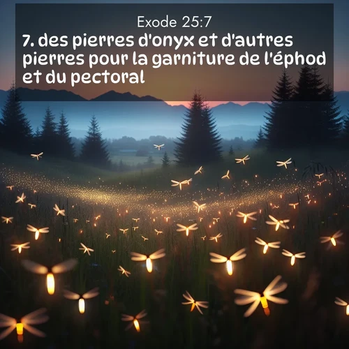 Segond21 Exode  ; image nature: image avec le verset biblique :des pierres d&#039;onyx et d&#039;autres pierres pour la garniture de l&#039;éphod et du pectoral. ;  ; 25:7