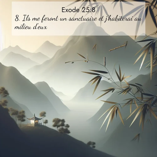 Segond21 Exode  ; image nature: image avec le verset biblique :Ils me feront un sanctuaire et j&#039;habiterai au milieu d&#039;eux. ;  ; 25:8