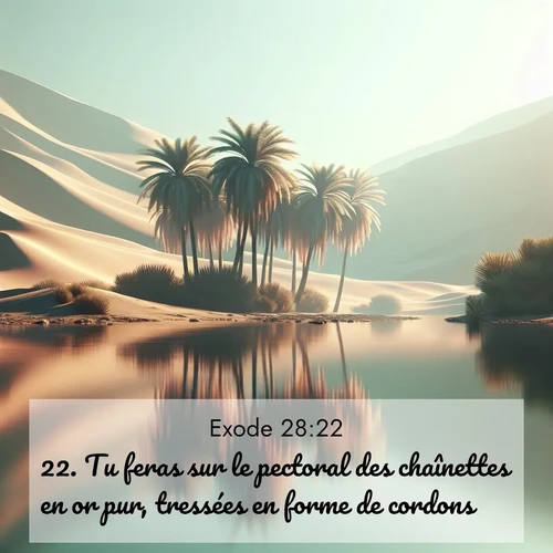 Segond21 Exode  ; image nature: image avec le verset biblique :Tu feras sur le pectoral des chaînettes en or pur, tressées en forme de cordons. ;  ; 28:22