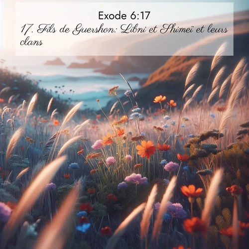 Segond21 Exode  ; image nature: image avec le verset biblique :Fils de Guershon: Libni et Shimeï et leurs clans. ;  ; 6:17