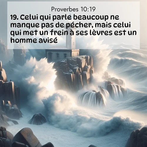 Segond21 Proverbes  ; image nature: image avec le verset biblique :Celui qui parle beaucoup ne manque pas de pécher, mais celui qui met un frein à ses lèvres est un homme avisé. ;  ; 10:19