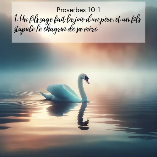 Segond21 Proverbes  ; image nature: image avec le verset biblique :Un fils sage fait la joie d&#039;un père, et un fils stupide le chagrin de sa mère. ;  ; 10:1
