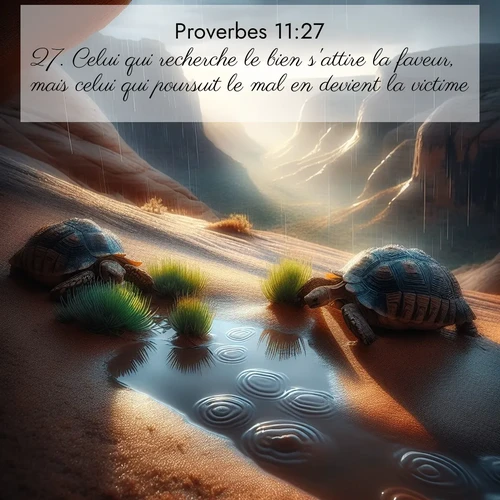 Segond21 Proverbes  ; image nature: image avec le verset biblique :Celui qui recherche le bien s&#039;attire la faveur, mais celui qui poursuit le mal en devient la victime. ;  ; 11:27