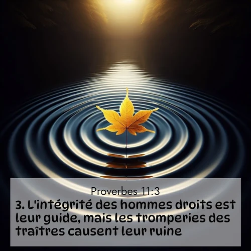 Segond21 Proverbes  ; image nature: image avec le verset biblique :L&#039;intégrité des hommes droits est leur guide, mais les tromperies des traîtres causent leur ruine. ;  ; 11:3
