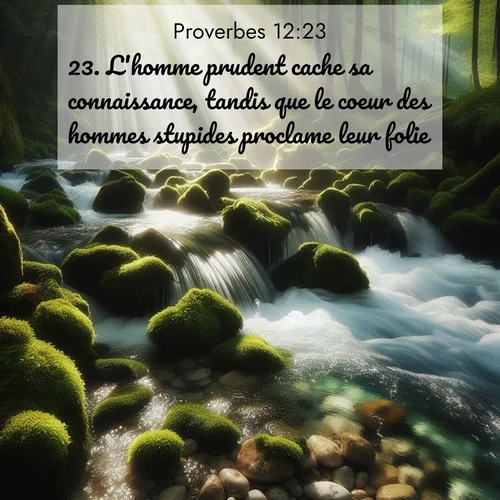 Segond21 Proverbes  ; image nature: image avec le verset biblique :L&#039;homme prudent cache sa connaissance, tandis que le coeur des hommes stupides proclame leur folie. ;  ; 12:23