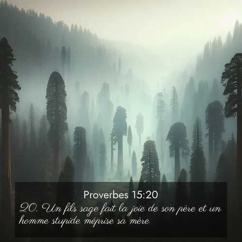 Segond21 Proverbes  ; image nature: image avec le verset biblique :Un fils sage fait la joie de son père et un homme stupide méprise sa mère. ;  ; 15:20