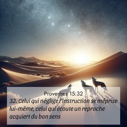Segond21 Proverbes  ; image nature: image avec le verset biblique :Celui qui néglige l&#039;instruction se méprise lui-même, celui qui écoute un reproche acquiert du bon sens. ;  ; 15:32