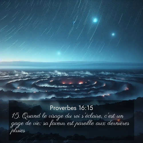 Segond21 Proverbes  ; image nature: image avec le verset biblique :Quand le visage du roi s&#039;éclaire, c&#039;est un gage de vie; sa faveur est pareille aux dernières pluies. ;  ; 16:15