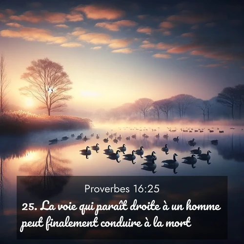Segond21 Proverbes  ; image nature: image avec le verset biblique :La voie qui paraît droite à un homme peut finalement conduire à la mort. ;  ; 16:25