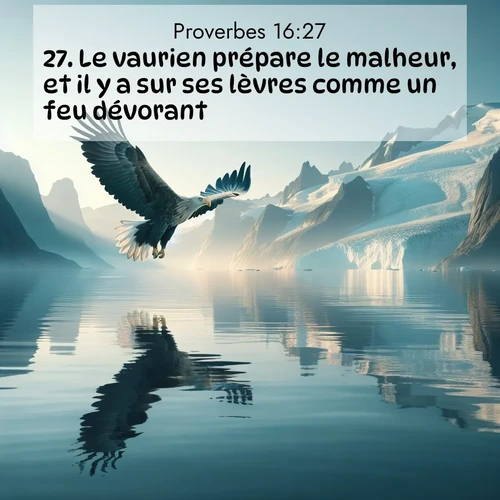 Segond21 Proverbes  ; image nature: image avec le verset biblique :Le vaurien prépare le malheur, et il y a sur ses lèvres comme un feu dévorant. ;  ; 16:27