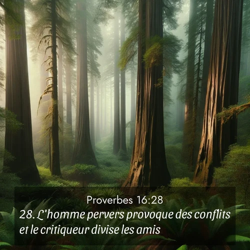 Segond21 Proverbes  ; image nature: image avec le verset biblique :L&#039;homme pervers provoque des conflits et le critiqueur divise les amis. ;  ; 16:28