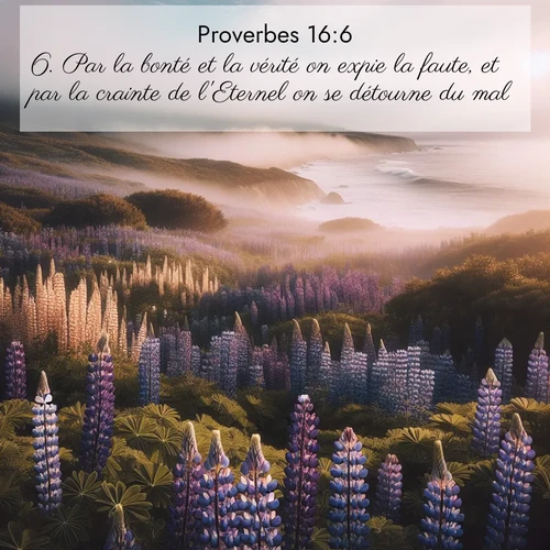 Segond21 Proverbes  ; image nature: image avec le verset biblique :Par la bonté et la vérité on expie la faute, et par la crainte de l&#039;Eternel on se détourne du mal. ;  ; 16:6
