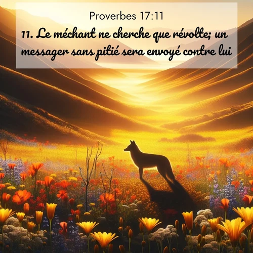 Segond21 Proverbes  ; image nature: image avec le verset biblique :Le méchant ne cherche que révolte; un messager sans pitié sera envoyé contre lui. ;  ; 17:11
