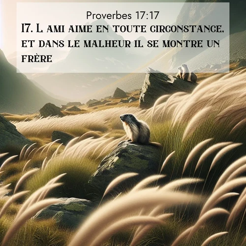 Segond21 Proverbes  ; image nature: image avec le verset biblique :L&#039;ami aime en toute circonstance, et dans le malheur il se montre un frère. ;  ; 17:17