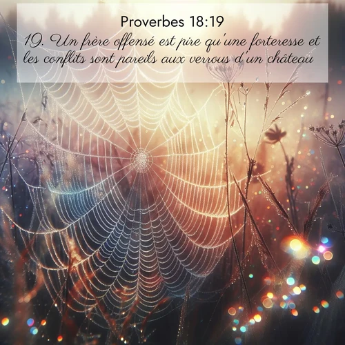 Segond21 Proverbes  ; image nature: image avec le verset biblique :Un frère offensé est pire qu&#039;une forteresse et les conflits sont pareils aux verrous d&#039;un château. ;  ; 18:19
