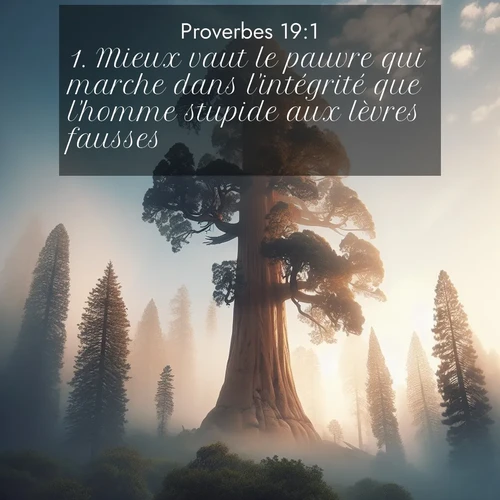 Segond21 Proverbes  ; image nature: image avec le verset biblique :Mieux vaut le pauvre qui marche dans l&#039;intégrité que l&#039;homme stupide aux lèvres fausses. ;  ; 19:1