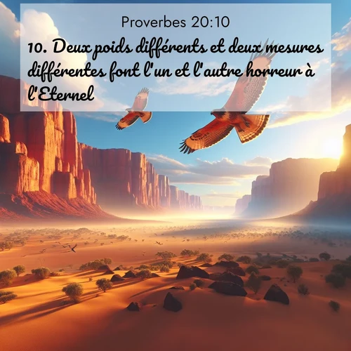 Segond21 Proverbes  ; image nature: image avec le verset biblique :Deux poids différents et deux mesures différentes font l&#039;un et l&#039;autre horreur à l&#039;Eternel. ;  ; 20:10