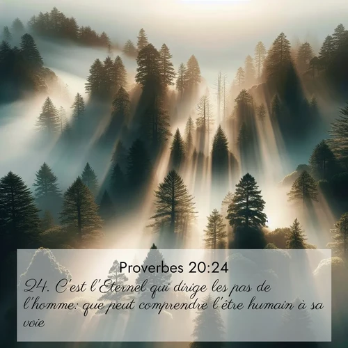 Segond21 Proverbes  ; image nature: image avec le verset biblique :C&#039;est l&#039;Eternel qui dirige les pas de l&#039;homme: que peut comprendre l&#039;être humain à sa voie? ;  ; 20:24