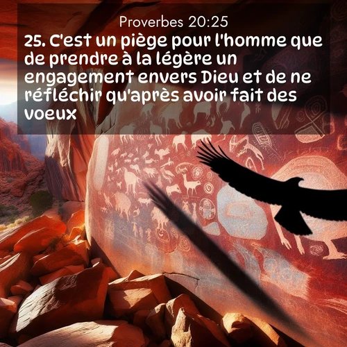 Segond21 Proverbes  ; image nature: image avec le verset biblique :C&#039;est un piège pour l&#039;homme que de prendre à la légère un engagement envers Dieu et de ne réfléchir qu&#039;après avoir fait des voeux. ;  ; 20:25