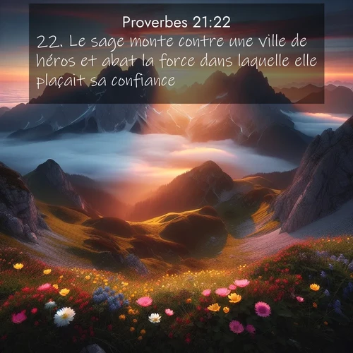 Segond21 Proverbes  ; image nature: image avec le verset biblique :Le sage monte contre une ville de héros et abat la force dans laquelle elle plaçait sa confiance. ;  ; 21:22