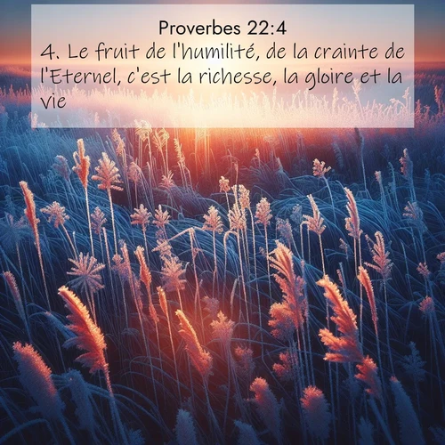 Segond21 Proverbes  ; image nature: image avec le verset biblique :Le fruit de l&#039;humilité, de la crainte de l&#039;Eternel, c&#039;est la richesse, la gloire et la vie. ;  ; 22:4