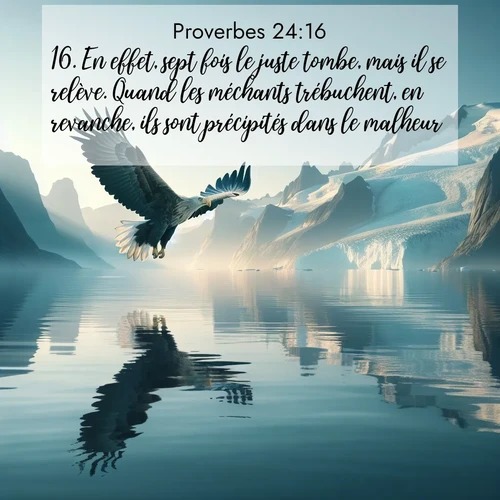 Segond21 Proverbes  ; image nature: image avec le verset biblique :En effet, sept fois le juste tombe, mais il se relève. Quand les méchants trébuchent, en revanche, ils sont précipités dans le malheur. ;  ; 24:16