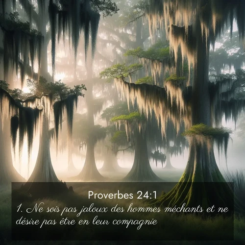 Segond21 Proverbes  ; image nature: image avec le verset biblique :Ne sois pas jaloux des hommes méchants et ne désire pas être en leur compagnie, ;  ; 24:1