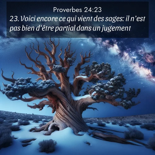 Segond21 Proverbes  ; image nature: image avec le verset biblique :Voici encore ce qui vient des sages: il n&#039;est pas bien d&#039;être partial dans un jugement. ;  ; 24:23