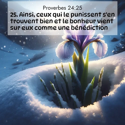 Segond21 Proverbes  ; image nature: image avec le verset biblique :Ainsi, ceux qui le punissent s&#039;en trouvent bien et le bonheur vient sur eux comme une bénédiction. ;  ; 24:25