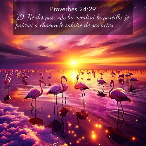 Segond21 Proverbes  ; image nature: image avec le verset biblique :Ne dis pas: «Je lui rendrai la pareille, je paierai à chacun le salaire de ses actes.» ;  ; 24:29