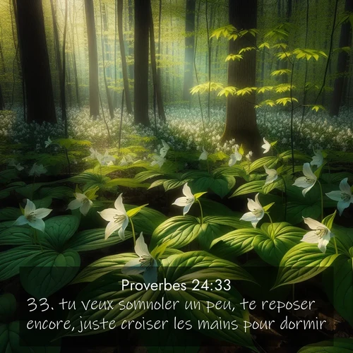Segond21 Proverbes  ; image nature: image avec le verset biblique :tu veux somnoler un peu, te reposer encore, juste croiser les mains pour dormir? ;  ; 24:33