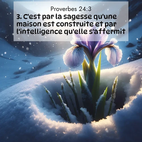 Segond21 Proverbes  ; image nature: image avec le verset biblique :C&#039;est par la sagesse qu&#039;une maison est construite et par l&#039;intelligence qu&#039;elle s&#039;affermit; ;  ; 24:3