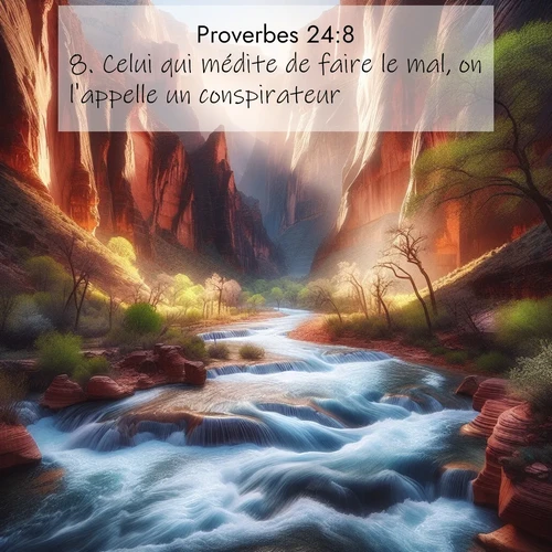 Segond21 Proverbes  ; image nature: image avec le verset biblique :Celui qui médite de faire le mal, on l&#039;appelle un conspirateur. ;  ; 24:8