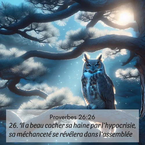 Segond21 Proverbes  ; image nature: image avec le verset biblique :Il a beau cacher sa haine par l&#039;hypocrisie, sa méchanceté se révélera dans l&#039;assemblée. ;  ; 26:26