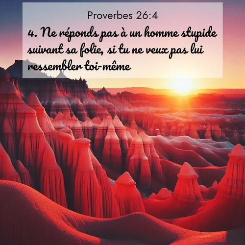 Segond21 Proverbes  ; image nature: image avec le verset biblique :Ne réponds pas à un homme stupide suivant sa folie, si tu ne veux pas lui ressembler toi-même! ;  ; 26:4