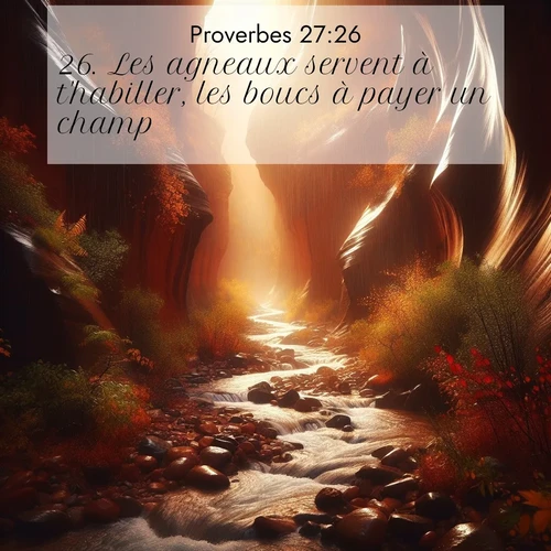 Segond21 Proverbes  ; image nature: image avec le verset biblique :Les agneaux servent à t&#039;habiller, les boucs à payer un champ, ;  ; 27:26